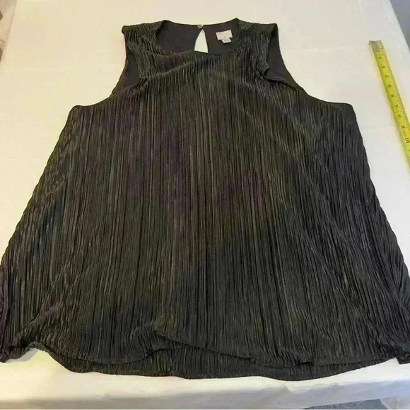 A New Day Black Pleated Polyester Blouse (Size XXL) - Picture 8 of 9